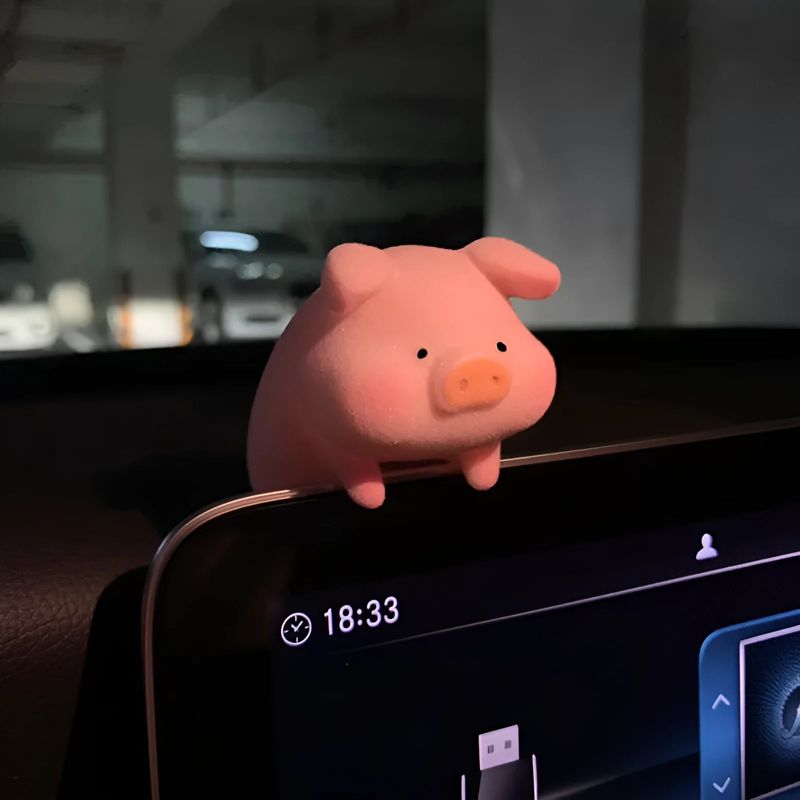 Cute 3D cartoon pig resin figurine for car dashboard decoration, shown in one of eight available styles.