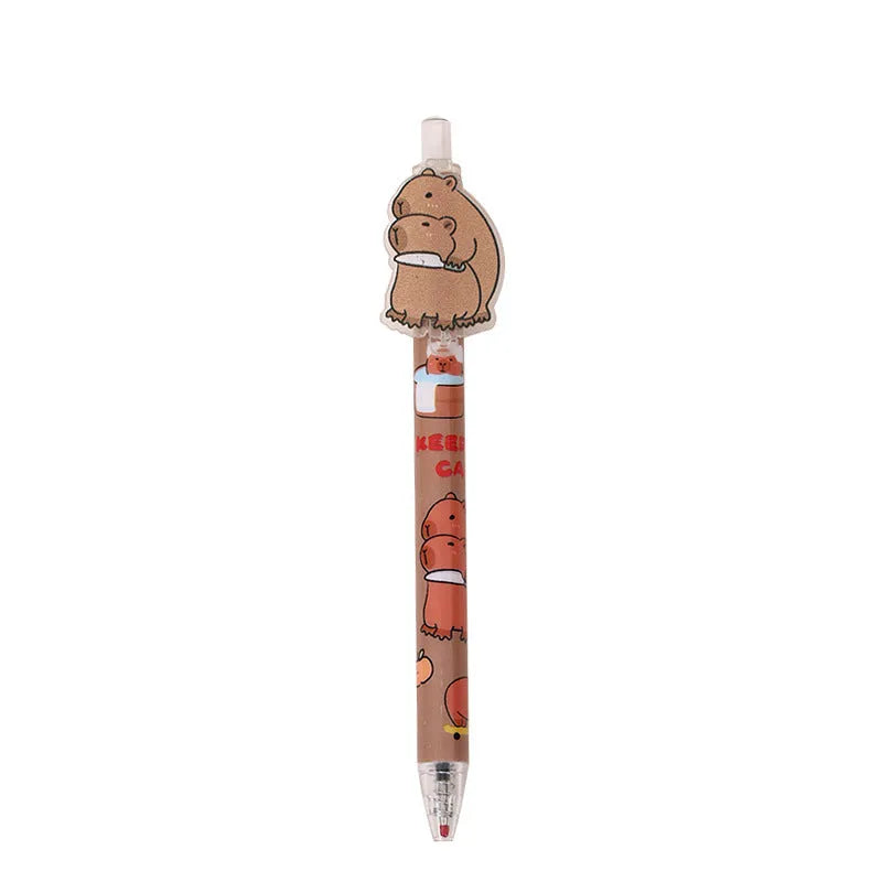 Box containing 48 cartoon bear decorative gel pens with plastic shells and carbon black ink