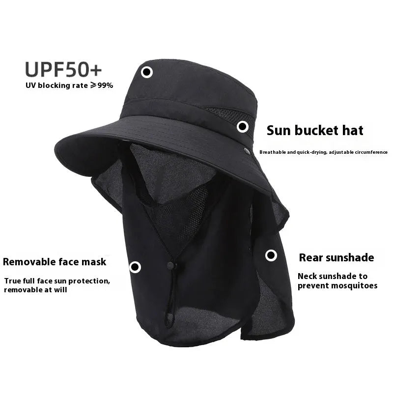 Men's adjustable polyester fisherman hat with wide brim for sun protection