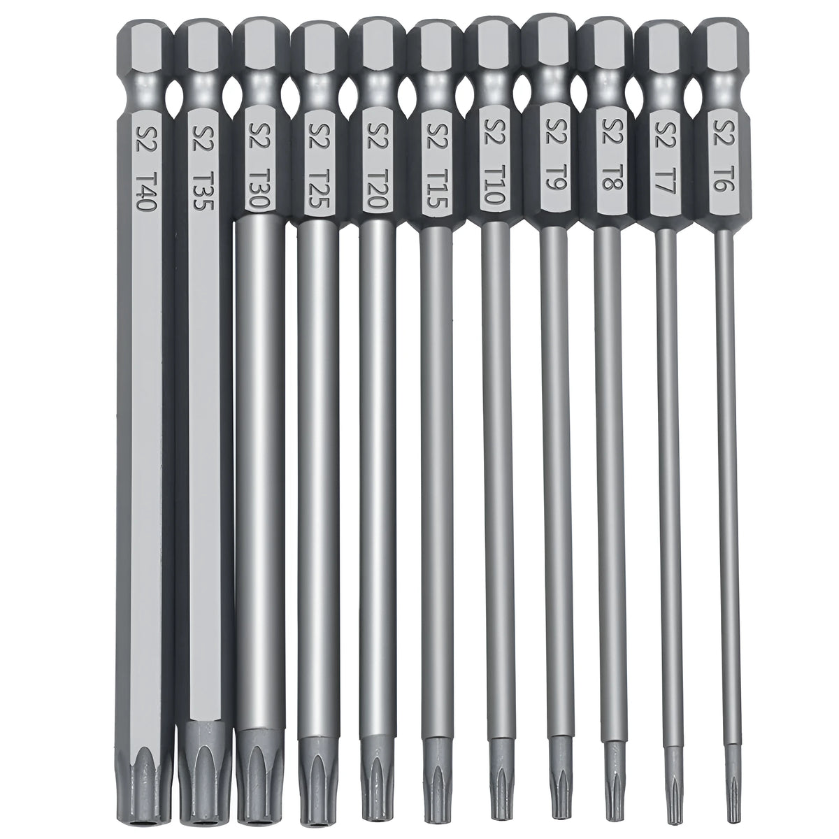 Hexagon handle screwdriver bit set with plum blossom hollow alloy bits in 50mm, 75mm and 100mm lengths
