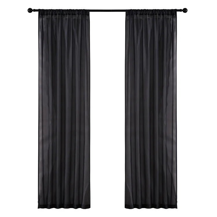 Modern black cotton linen blend vertical curtain 150cm wide by 250cm long