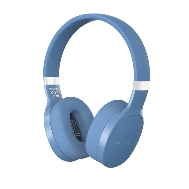 Black foldable wireless Bluetooth sports headphones with over-ear cups showing collapsible hinges.