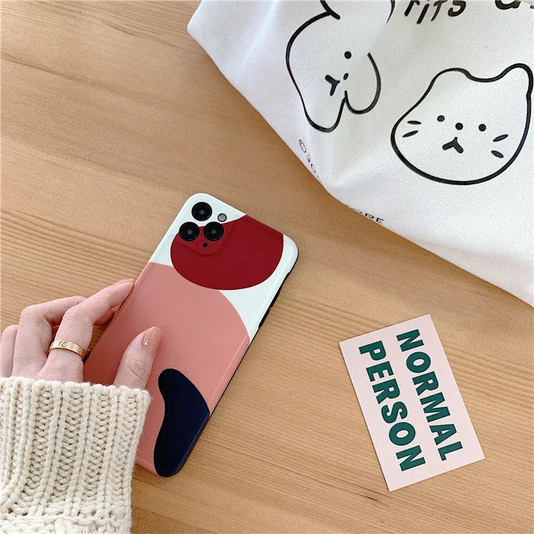 Graffiti mobile phone case in silica gel with Japanese Korean style design and colour matching frame, back cover for iPhone models