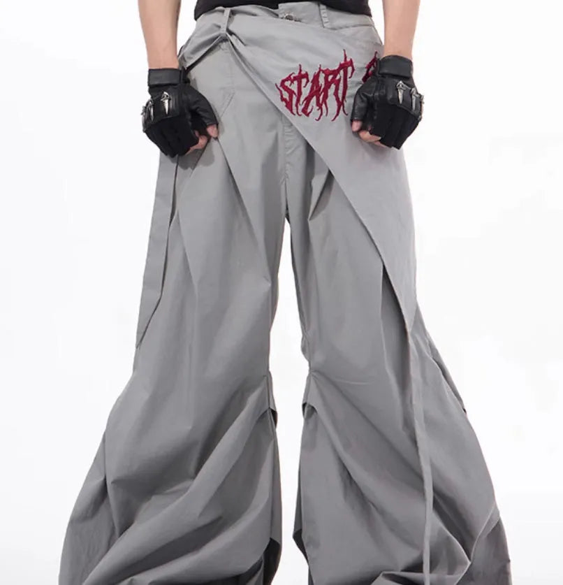 Boys black wide-leg summer pants in Korean youth style with straight-cut design