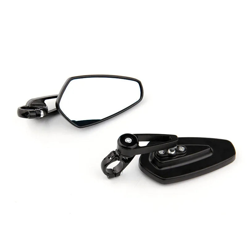 Motorcycle modified aluminum alloy rearview mirror, CNC machined 6061, black finish, 8 cm diameter, adjustable angle