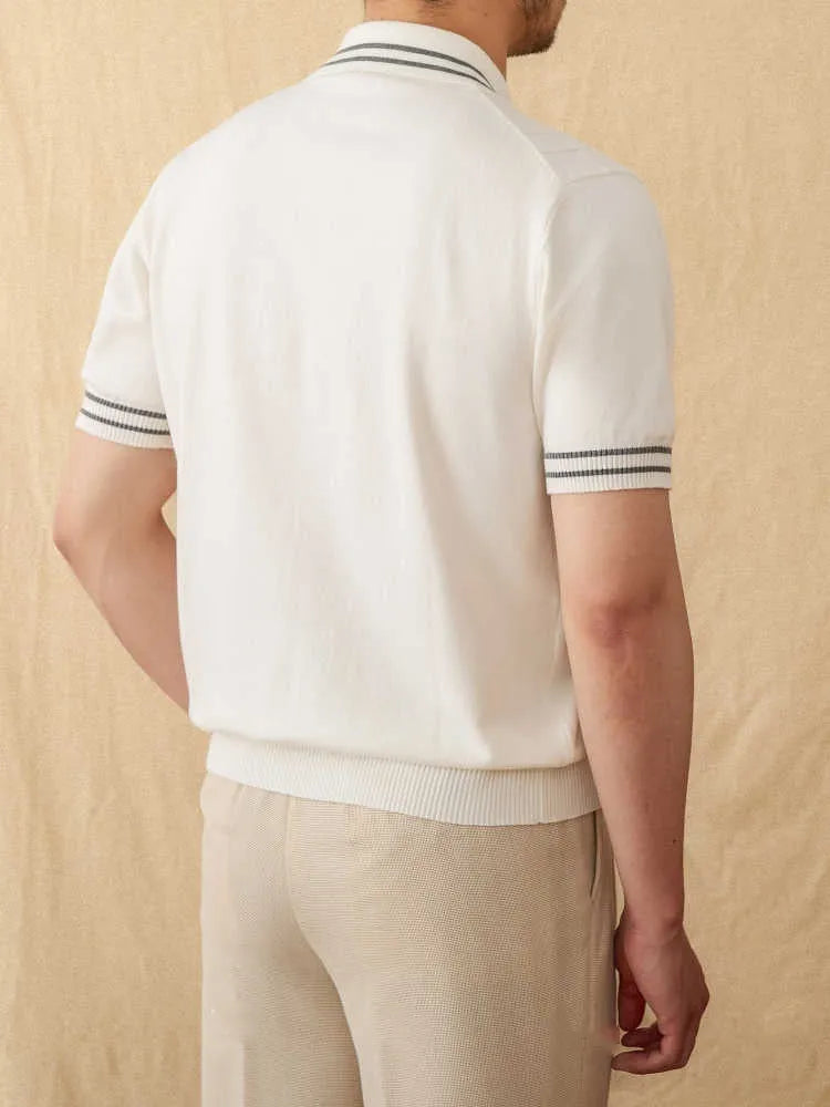 Cotton blend short sleeve polo shirt with lapel collar in apricot colour