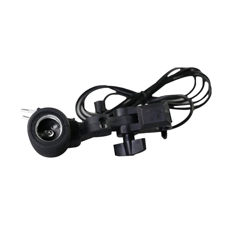Black photographic single lamp holder with reinforced nylon connector and power cords.