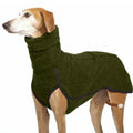 Bunny fleece two-legged dog jumper with high collar and hedging, available in seven colours, sizes S to 5XL.