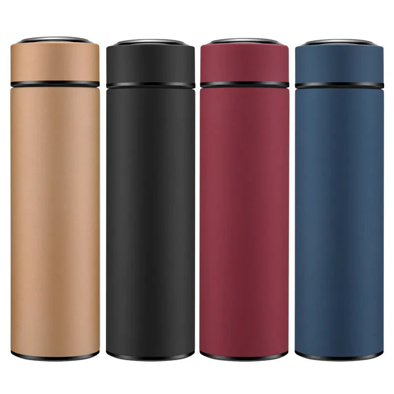 450ml stainless steel vacuum insulated water bottle in black, red, gold, or blue