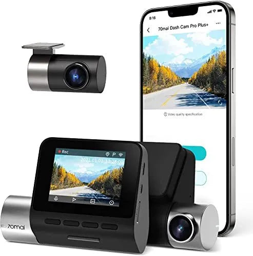 70mai A500S-1 black dash cam with 2.7K HD recording, Sony IMX335 sensor, and built-in GPS