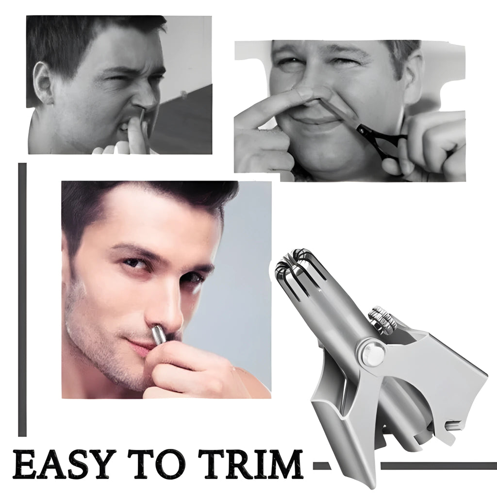 Nose hair trimmer with stainless steel rotary cutter, waterproof design for shower use