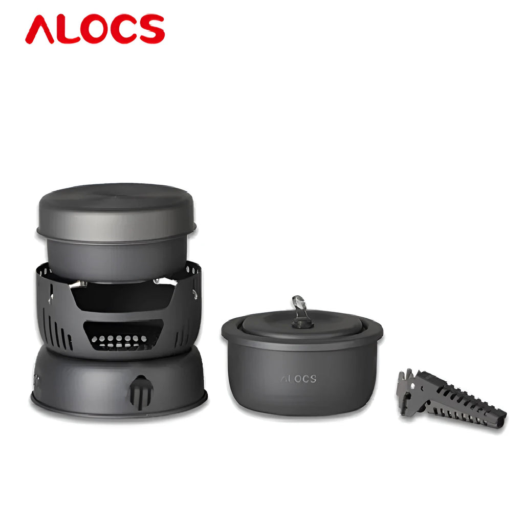 Alocs lightweight aluminium outdoor cookware set with pot and lid for camping