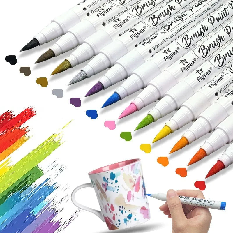 Set of soft-head gouache marker pens in a case, suitable for hand lettering and greeting card art.