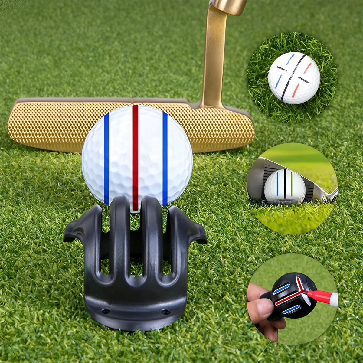 Golf putting alignment tool set with plastic scribers and drawing pens for practice