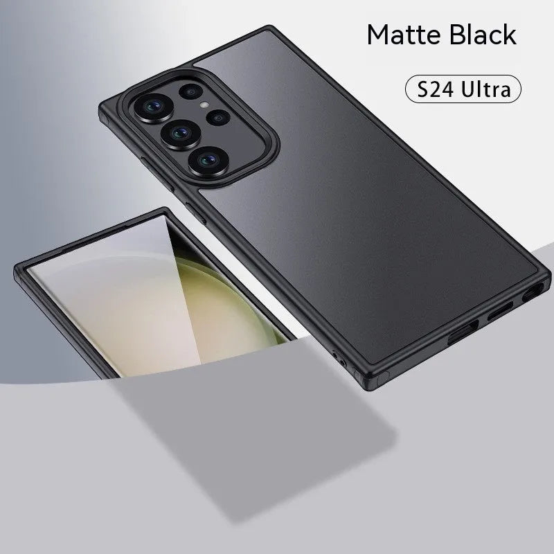 Frosted transparent PC phone case for Samsung with anti-fall corners and matte finish