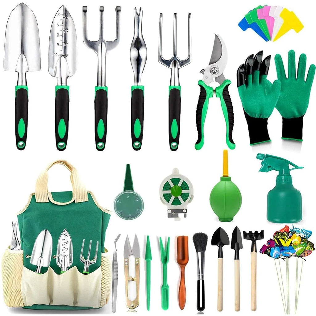 Three-piece aluminium alloy garden tool combination set available as 49 or 82 piece with customisable colour