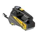 Black portable car tyre inflator with digital display and 12V power cable