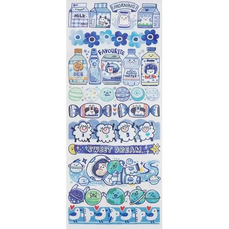 Haemorrhoid tape packaging sticker sheet with cute cartoon character design printed on Japanese paper