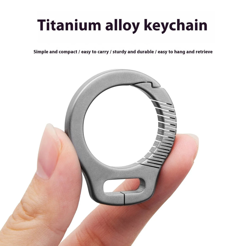 Titanium alloy keychain with single buckle or brown or black leather strap for car keys and EDC