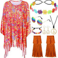 Colourful tie dye cloak costume with bell sleeves for Halloween fancy dress