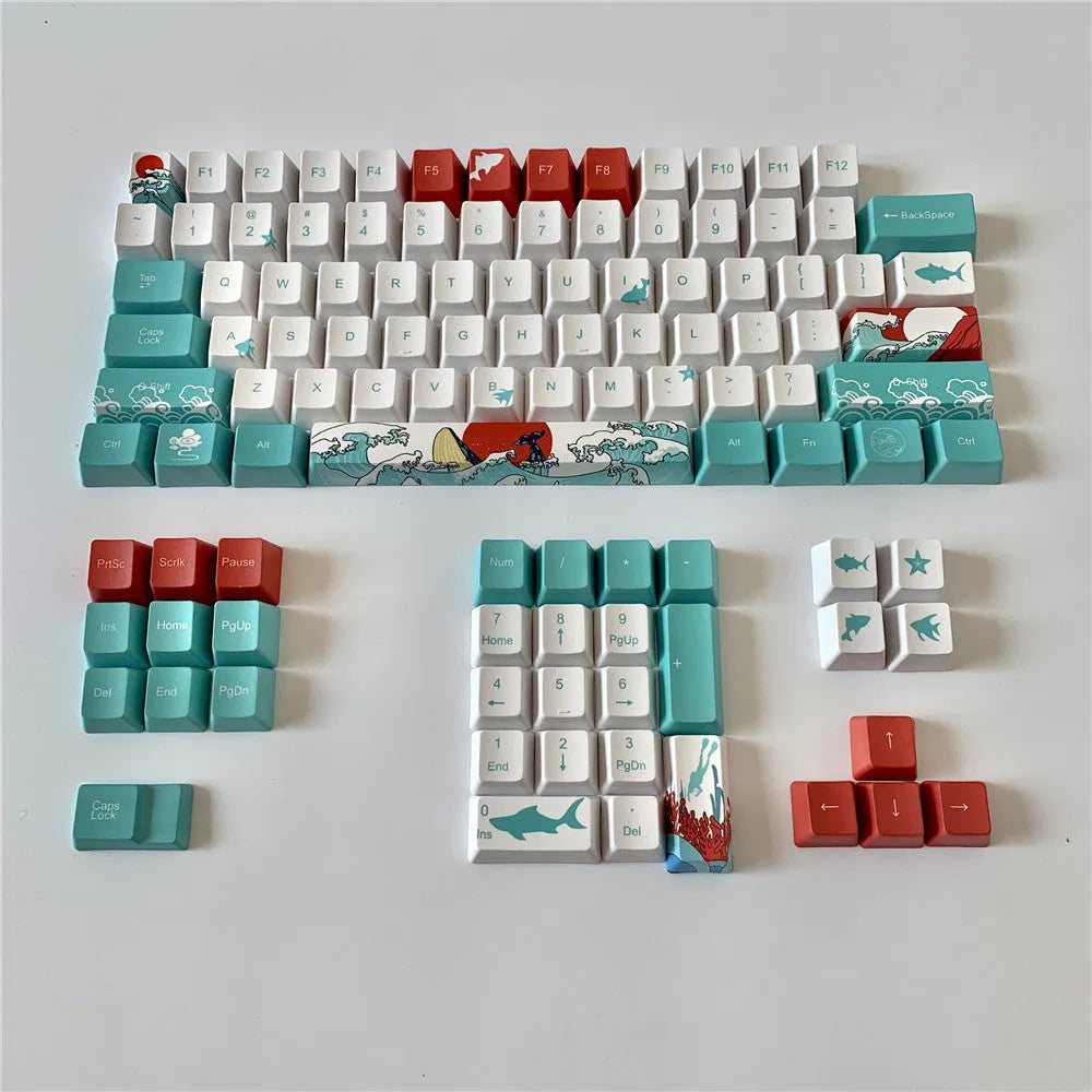 Coral Sea PBT five-sided sublimation mechanical keycap set for Xiao Yan keyboard with custom colour option