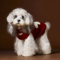 Sleeveless wool pet sweater vest with ears in red or beige, sizes XS to XXL for small dogs
