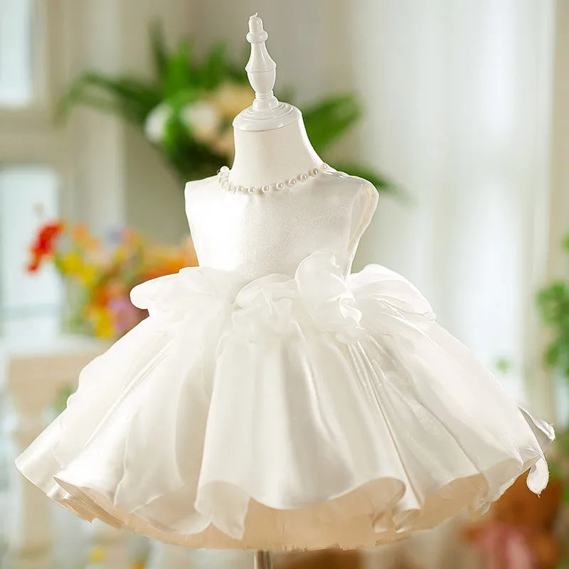 White sweet pettiskirt baby full-year birthday dress, chemical fibre blend, available in sizes 80cm to 160cm
