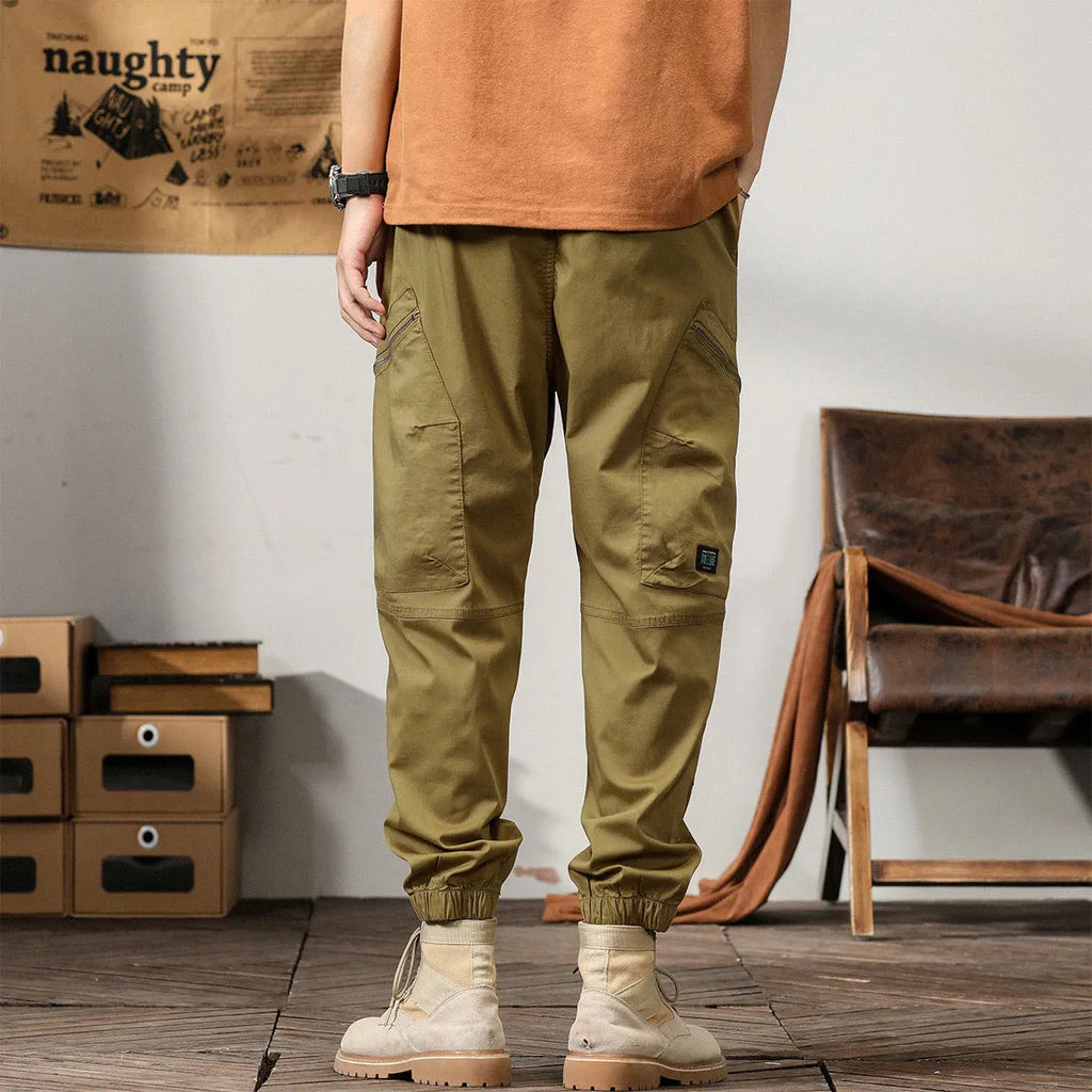 Men's cotton tapered harem pants with ankle band in Korean style casual design