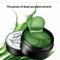 Pack of 60 green seaweed extract and hyaluronic acid collagen eye mask sheets.