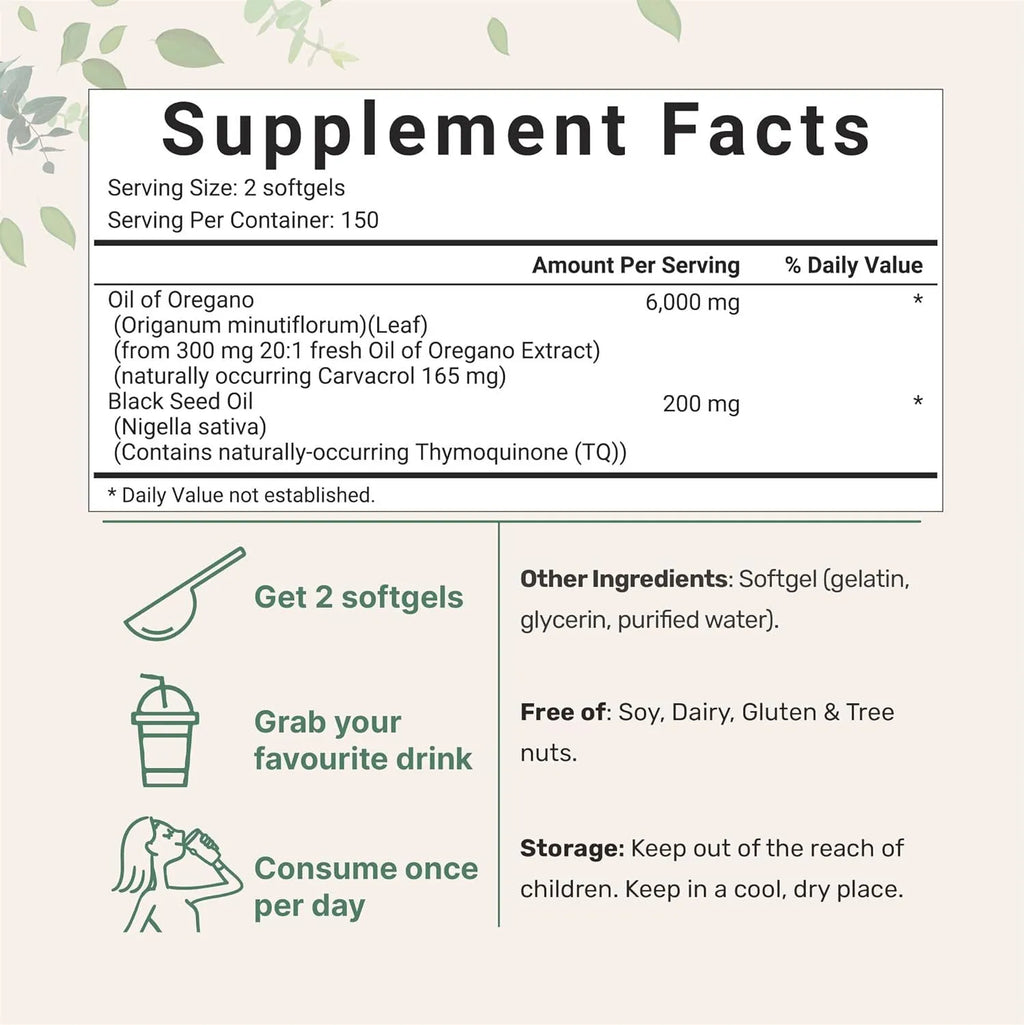 Pack of butter black seed oil soft gelatine capsules, 500mg extract per capsule.