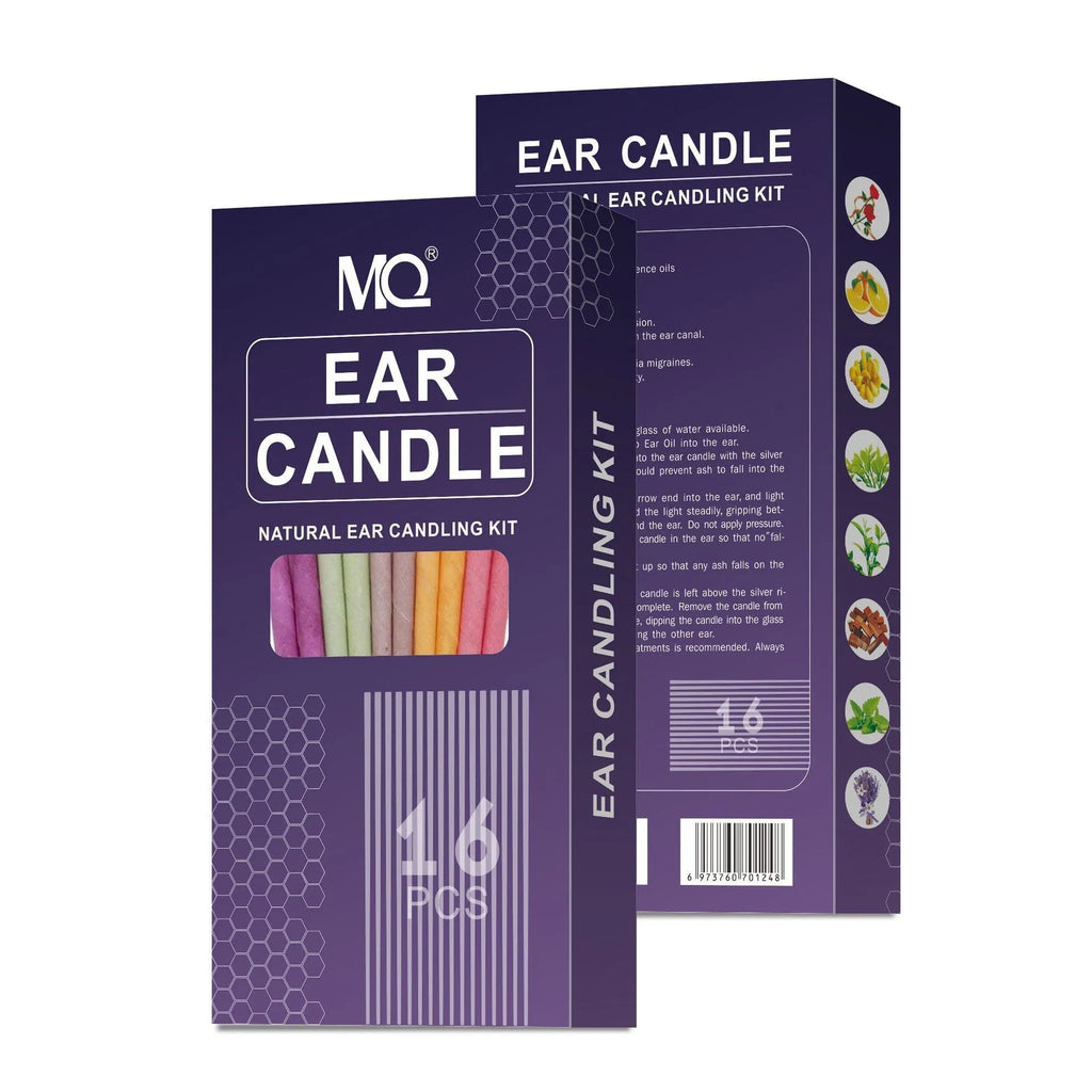 Ear candles kit showing 16 cotton cloth candles, protective boards, and cotton swabs for health massage