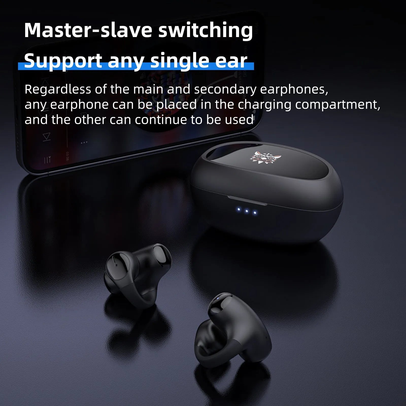 T306 black and white wireless Bluetooth sports gaming headset with ear hook design
