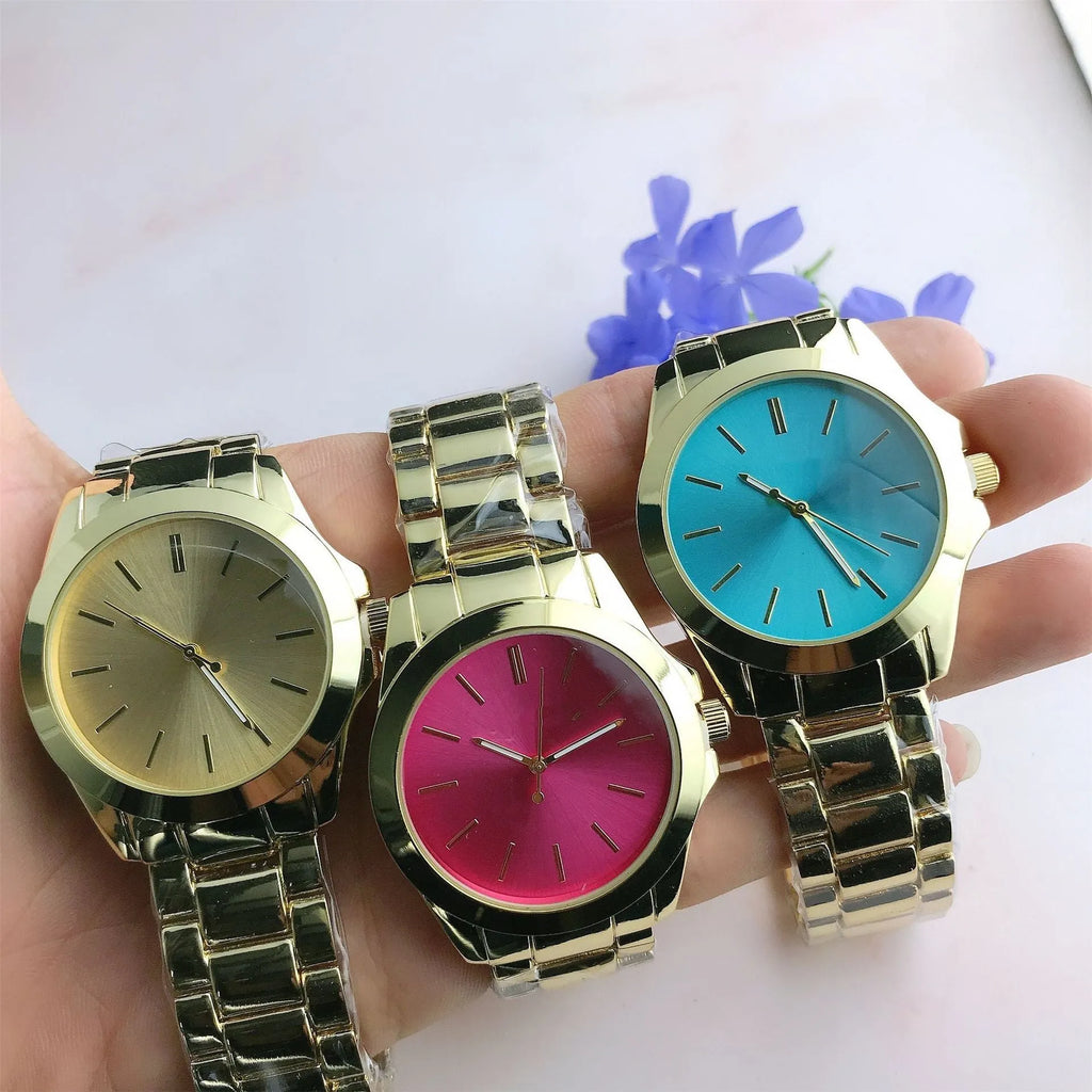 Quartz wrist watch 10mm thick, available in silver gold rose gold and rose red, casual unisex matching style