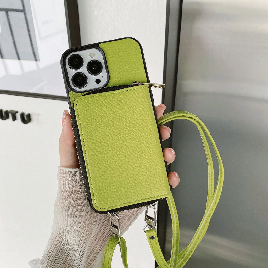 Litchi pattern textured protective case for iPhone on a table, shown in a selection of available colours.