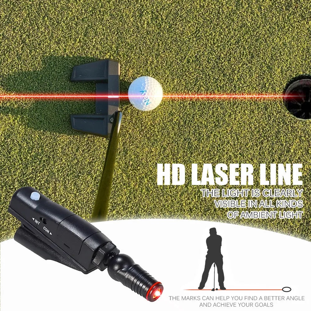 Black golf laser aiming instrument for putting alignment mounted on golf push rod