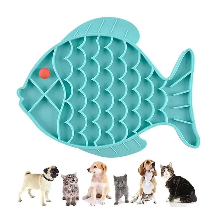 Silicone lick mat slow feeder for dogs and cats, 24.5 x 19 cm, in blue, green, or grey
