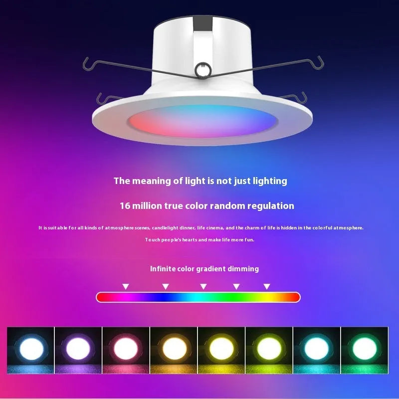 Smart WiFi Bluetooth RGBW colour changing ceiling lamp with remote control and mobile app display