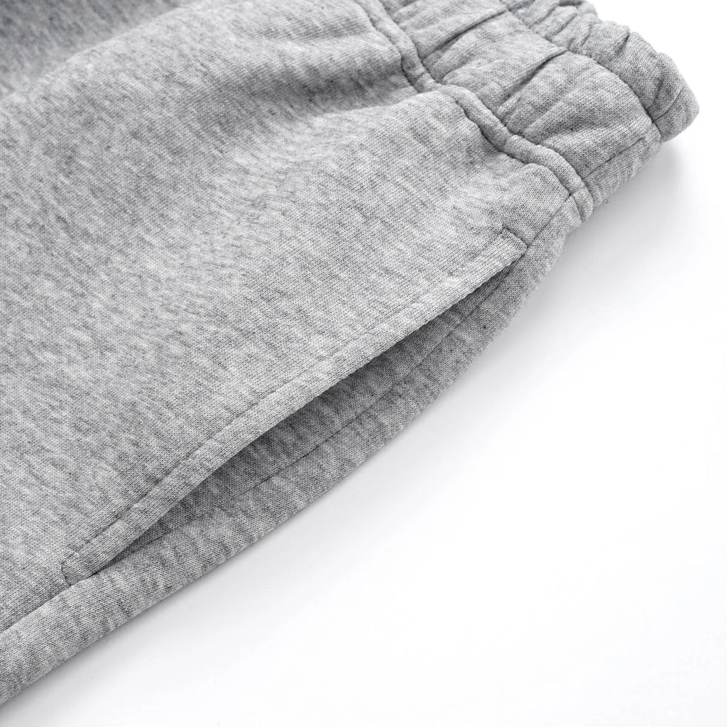 Men's solid colour cotton straight-leg trousers with wide-leg loose fit and mid-waist design