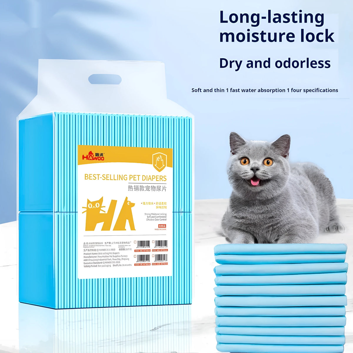 Disposable absorbent pet urinal pad for dogs with deodorant properties, available in multiple sizes