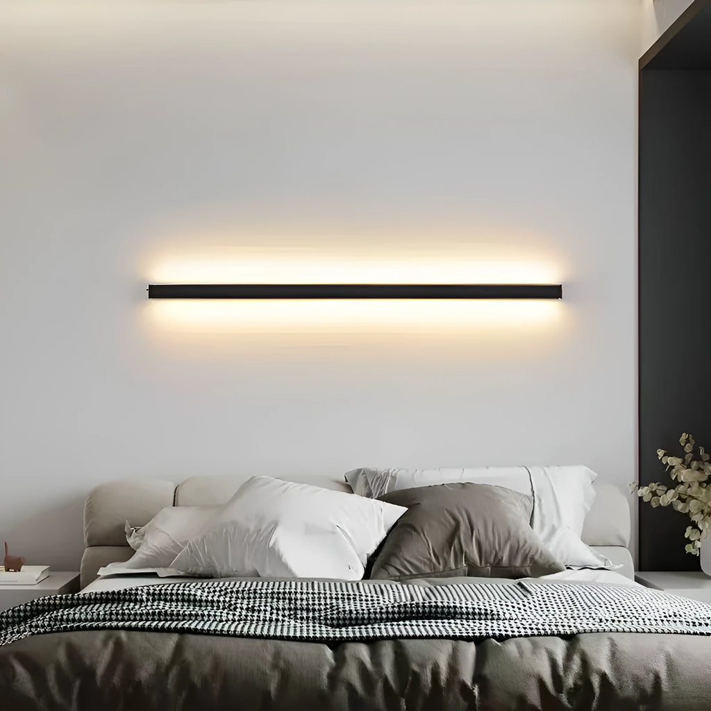 80cm long black aluminium LED strip wall lamp with a PC shade and touch colour control.