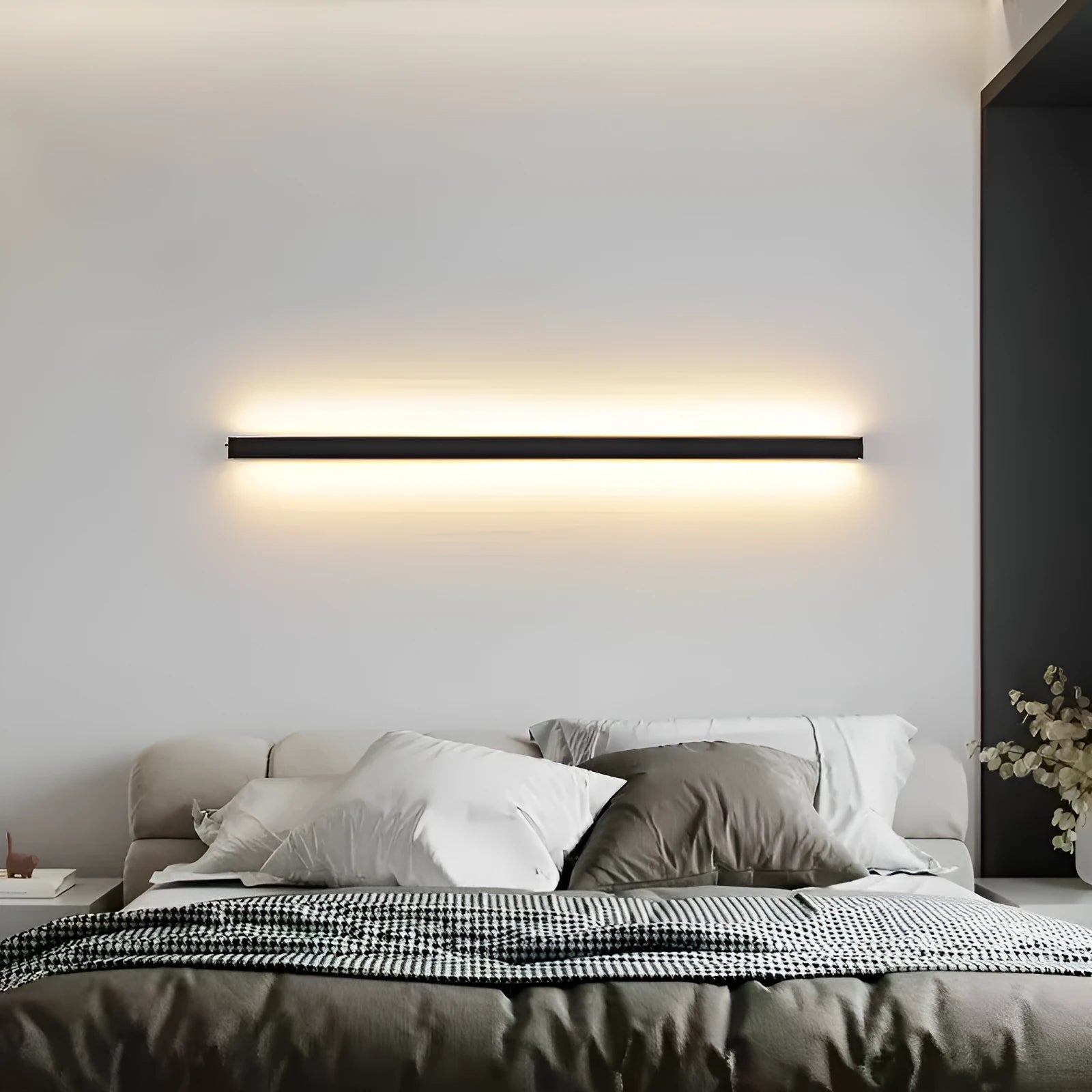 80cm long black aluminium LED strip wall lamp with a PC shade and touch colour control.