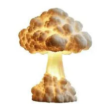 Atomic bomb mushroom cloud shaped USB table lamp on a table
