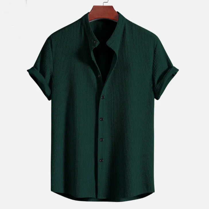 Men's loose short sleeve summer shirt in polyester fabric available in multiple colours
