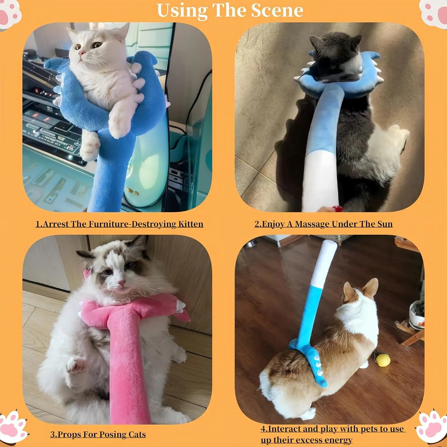 Blue plush cat wand toy measuring 70cm for interactive play with indoor cats