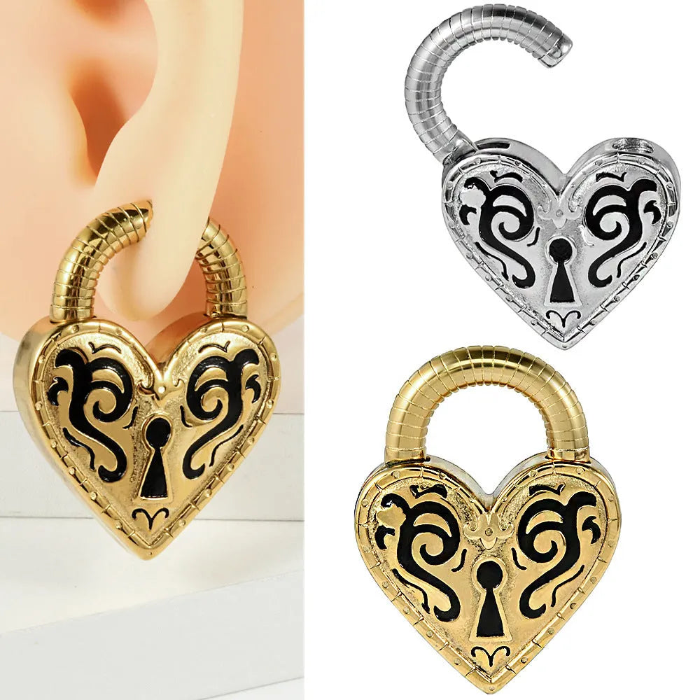 Women's heart-shaped stainless steel earrings in gold or steel colour electroplated finishes