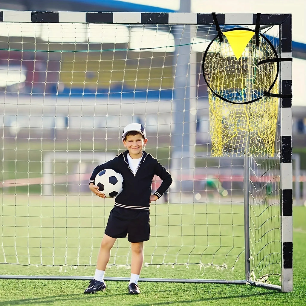 Portable soccer training goal net with aluminium alloy frame in black colour