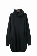 Yellow women's lapel neck pullover sweater with side pockets and a loose, slimming fit