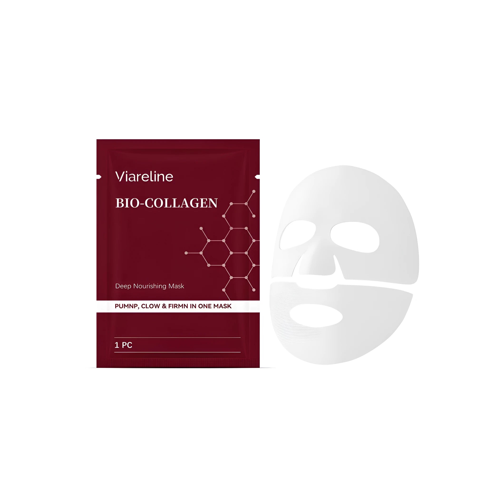 Collagen moisturising mask sheet on face for hydrating skincare routine