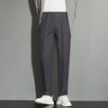 Men's straight cut ankle-length suit trousers with draping effect in multiple colour options