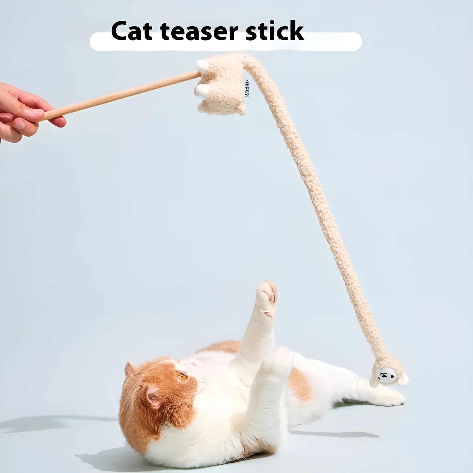 Plush alpaca cat teaser toy with sound feature, soft material, for interactive play